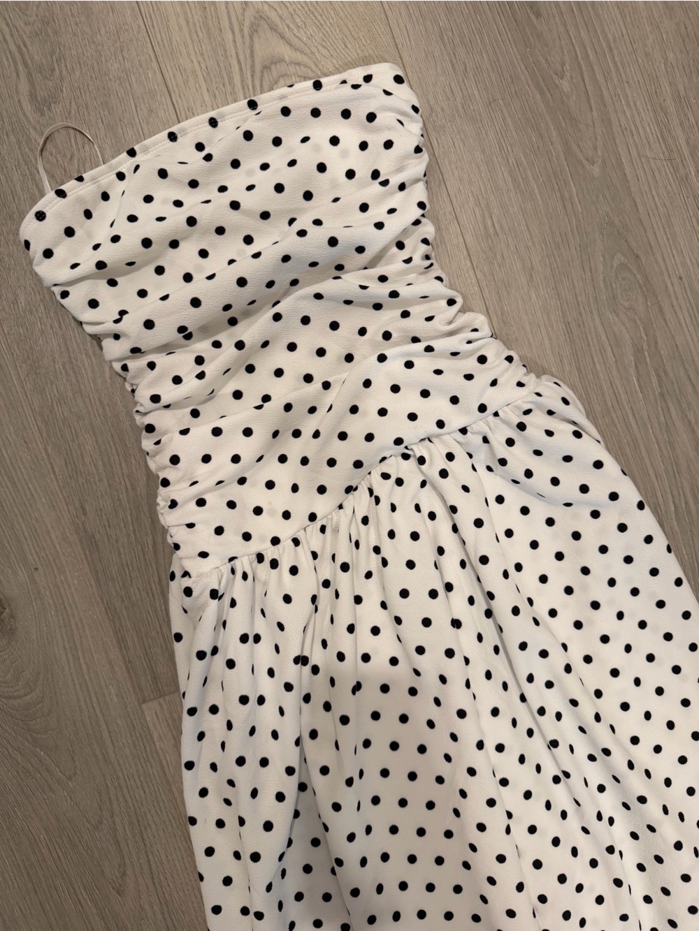 Strapless White Polka Dot Maxi Dress - XS - Picture 7 of 9